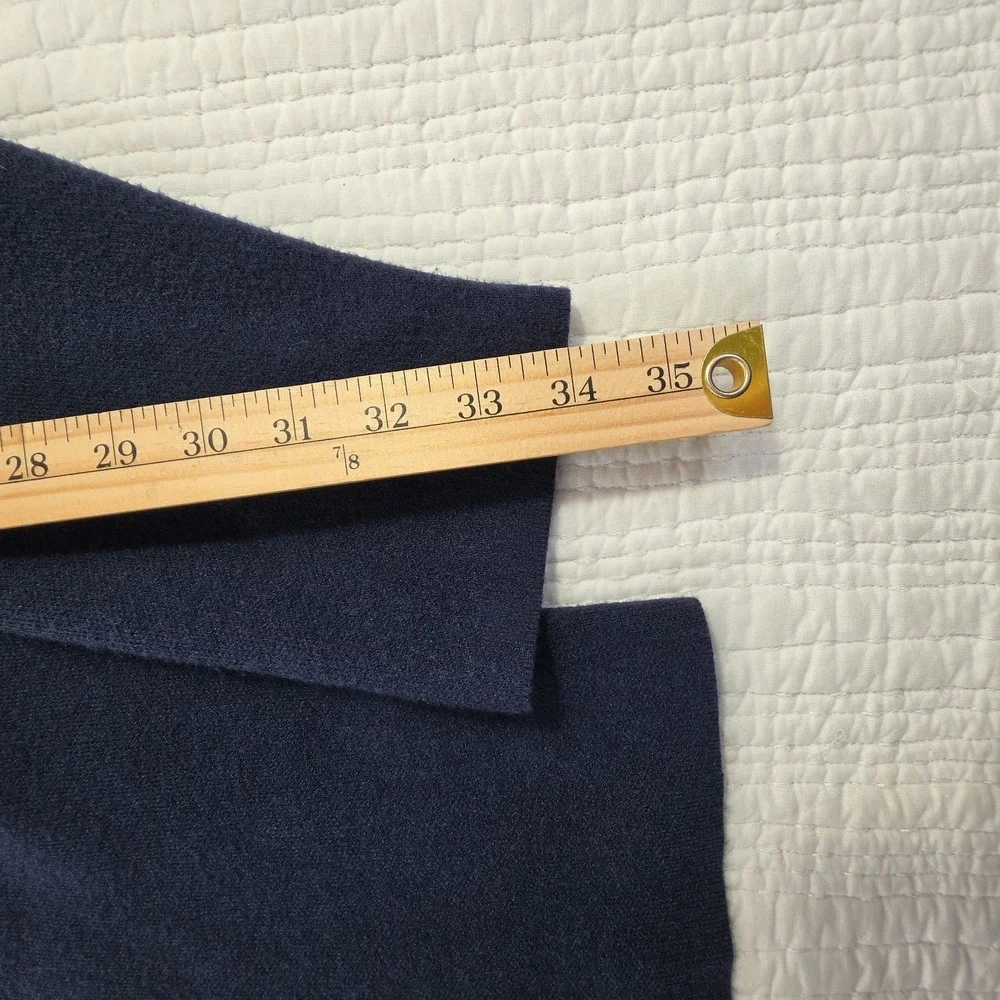 Harrison David Men L Cardigan Sweater Knit Sport Coat Navy Blue Patch Pockets